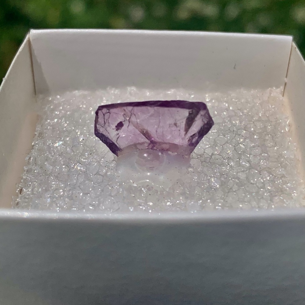 Clear Purple Fluorite Crystal Slice Specimen Illinois USA Mounted Boxed Labeled